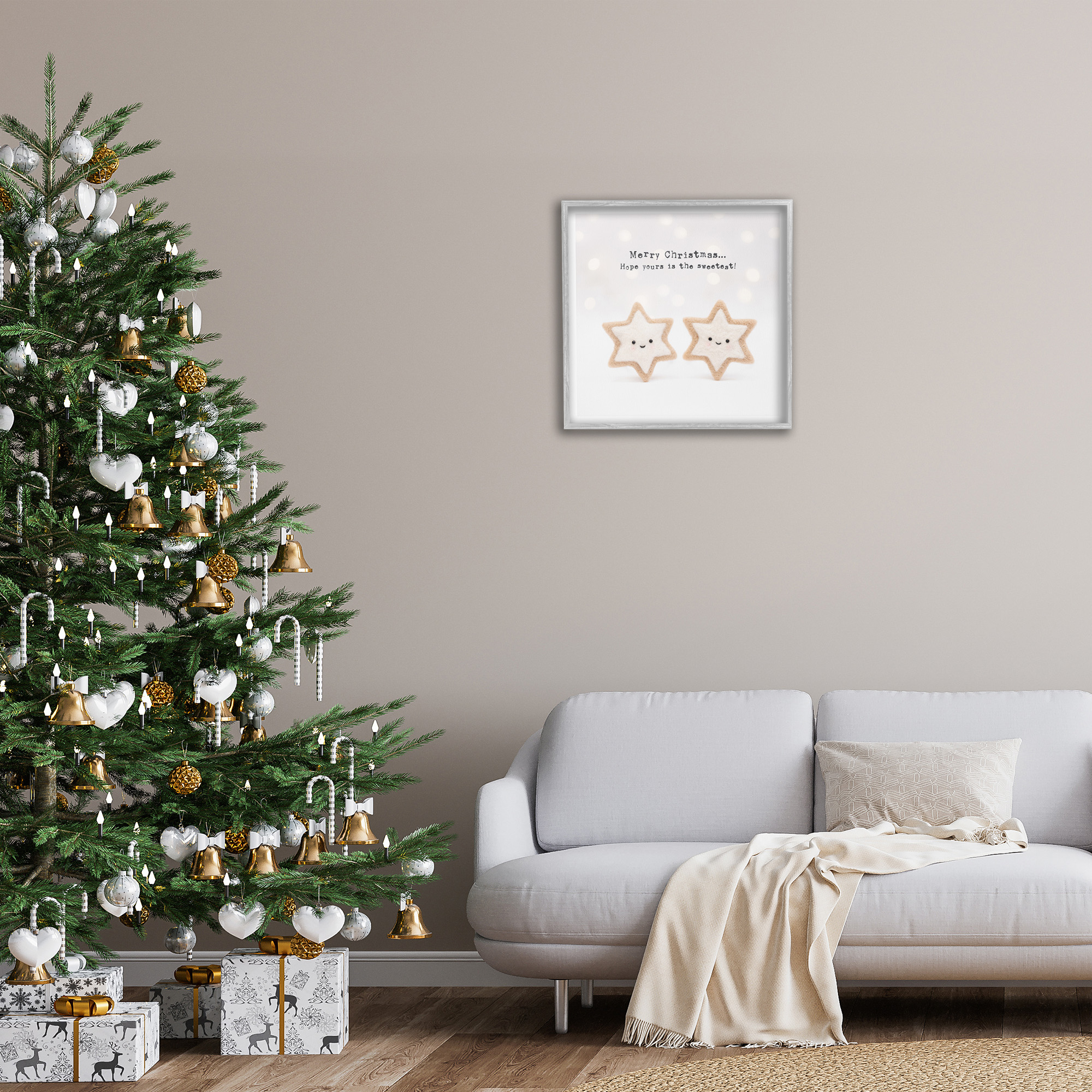 Stupell Industries Christmas Cookie Phrase Holiday Painting Gray Framed Art Print Wall Art, 24 x 24