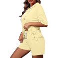 thumbnail image 3 of BLVB Women's 2 Piece Summer Outfits Casual Short Sleeve Hoodie Tops and Drawstring Shorts Lounge Sets Tracksuit, 3 of 6