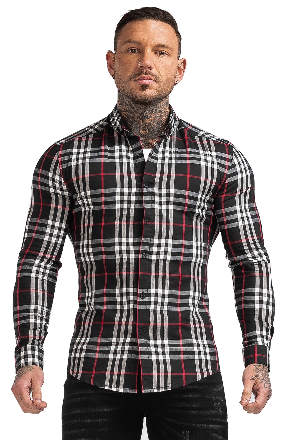 GINGTTO Men's Long Sleeve Button Down Shirts Casual Slim Fit Tops Lapel  Neck Blouses
