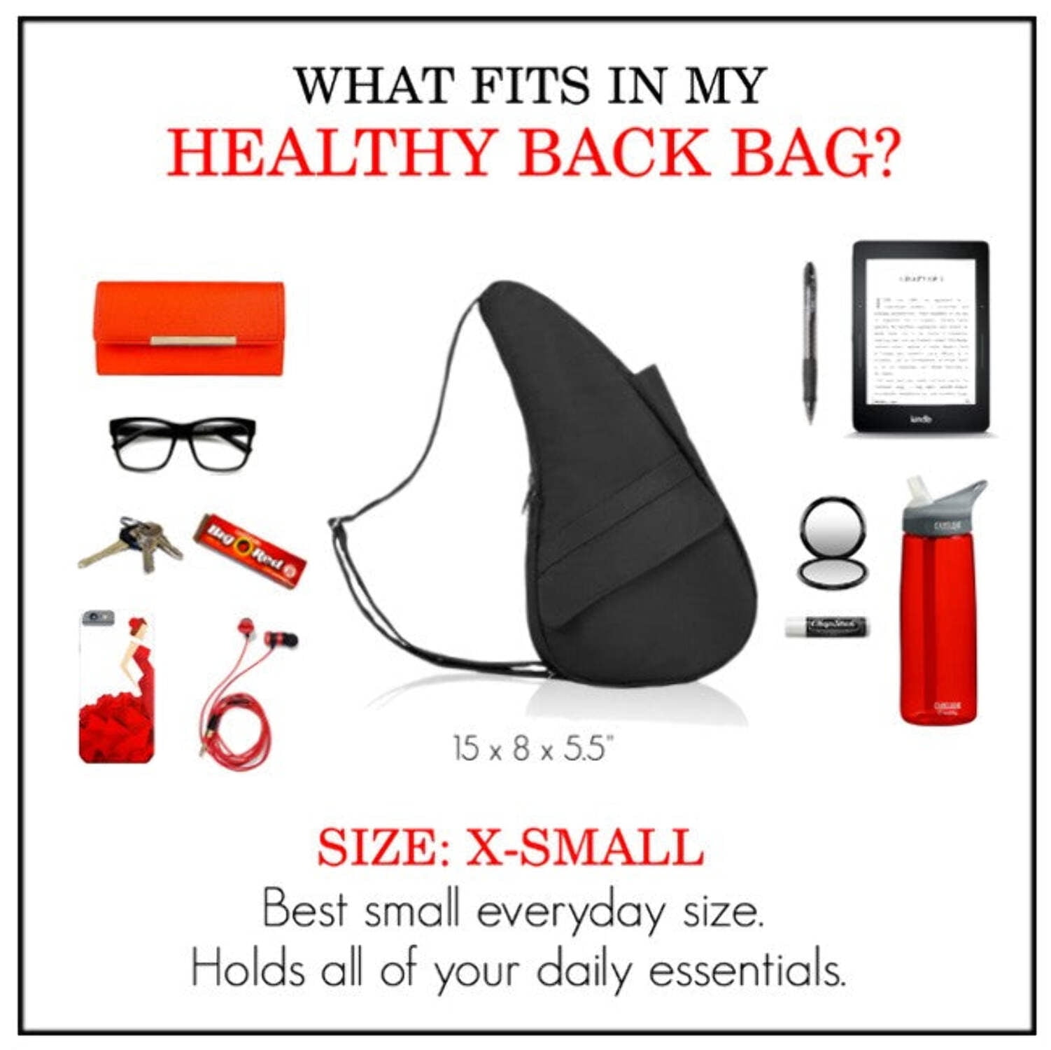 AmeriBag 15" Microfiber Crossbody Sling Healthy Back Bag (Black)