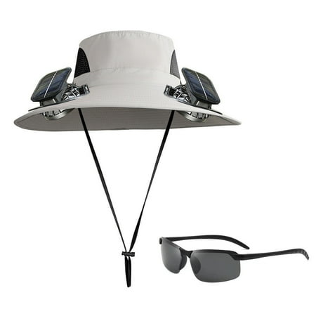 Solar Powered Fan Fishing Hat for Men Wide Solar Fan Outdoor Fishing Hat Men Sun Hat With Solar Fan Fishing Hats 3 Speed Adjustable Fan Hat Clearance