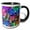 Black/White, variant on 3drose, Image of Bright Geometric Cubes in Multi Colors, 15oz Mug