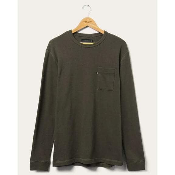 Junk Food Clothing Men's Porter Long Sleeve Crew Neck Tee, Vintage Black, Medium