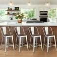 thumbnail image 5 of Andeworld Swivel Metal Bar Stools with Backs Counter Stools Set of 4 Counter Height Stools High Back Bar Chairs 26 Inch Bar Stools Farmhouse White, 5 of 9
