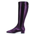 thumbnail image 4 of YDN Women Square Toe Knee High Boots Side Zipper Chunky Low Heels All Weather Stylish Daily Wear Shoes Size 7.5 Darkpurple, 4 of 4