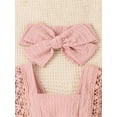 thumbnail image 4 of Miaouyo Baby Girl 2Pcs Summer Outfits, 0 3 6 12 18 Months Sleeveless Bow Front Lace Romper with Headband Set, 4 of 8