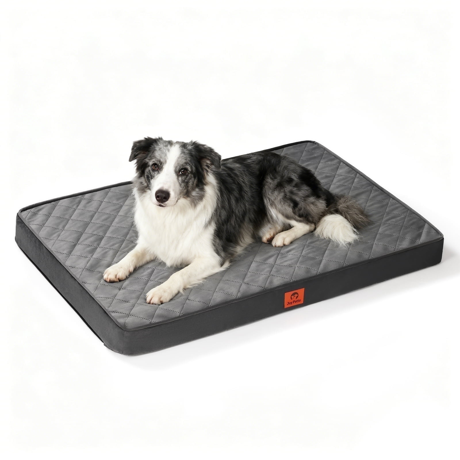 JoyPetto Orthopedic Dog Bed, 35x22 in Egg Crate Foam Mattress, Waterproof Non-Slip Machine Washable, Ideal for Crate Indoor Use, Dark Gray
