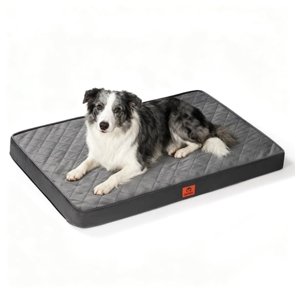 JoyPetto Orthopedic Dog Bed, 35x22 in Egg Crate Foam Mattress, Waterproof Non-Slip Machine Washable, Ideal for Crate Indoor Use, Dark Gray