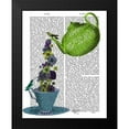 thumbnail image 2 of Fab Funky 12x14 Black Modern Framed Museum Art Print Titled - Teapot, Cup and Flowers, Green and Blue, 2 of 5