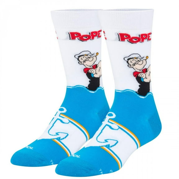 Cool Socks, Popeye the Sailor Man, Mens Womens Crew, Funny Graphic Print, Large