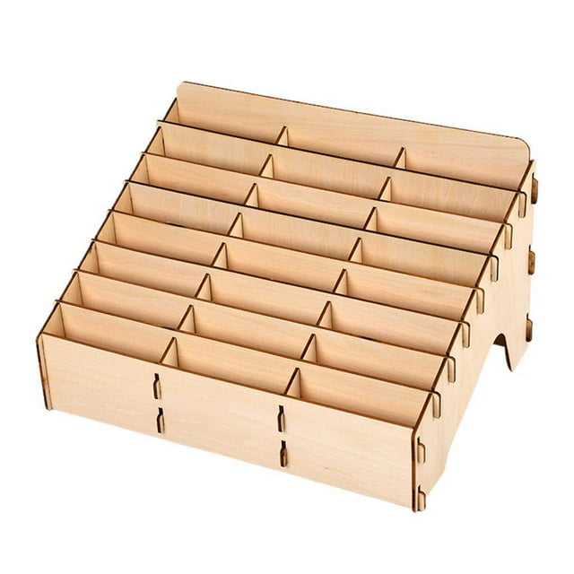 Milaget New Craft Pigment Color Paint Bottles Wooden Shelf Rack Moduler Holder Organizer 24-grid