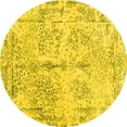 thumbnail image 1 of Ahgly Company Machine Washable Indoor Round Abstract Yellow Contemporary Area Rugs, 8' Round, 1 of 4