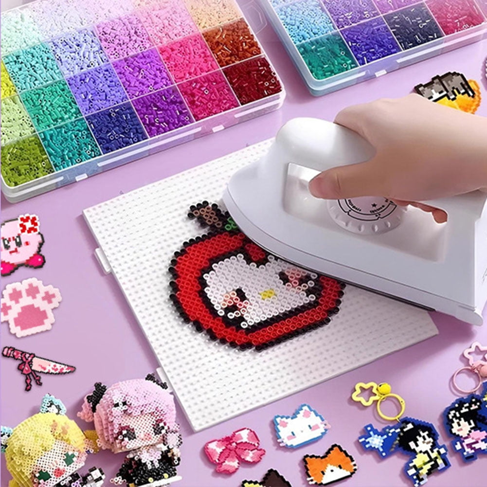 Perler Beads Craft Kit with Iron & Upgrade Tools - Complete DIY Fuse Bead Art Set for Kids & Adults, Includes Storage Box, Templates, Accessories for Creative Gift Making