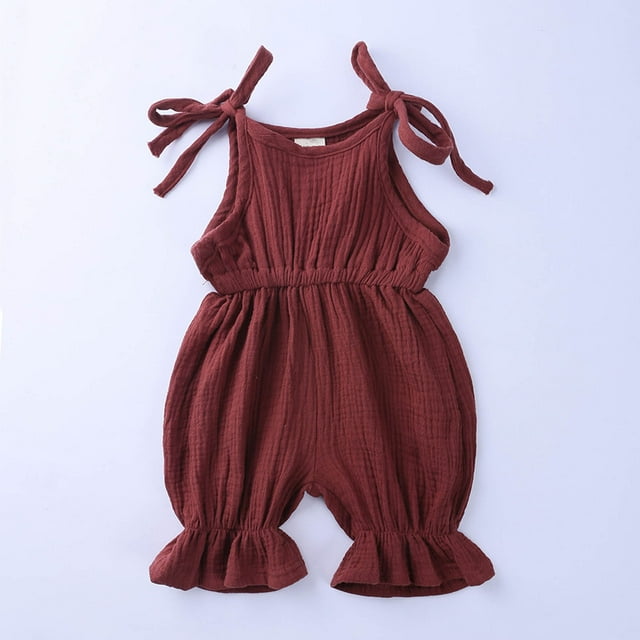 DPTALR Barboteuse Mignonne en Coton et Lin Uni pour Bébé Fille