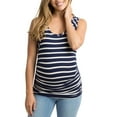 thumbnail image 2 of New Year Pregnant Clothes Clearances Deals Pregnant Women Clothes Short Sleeve Maternity T-shirt Striped Nursing Top, 2 of 7