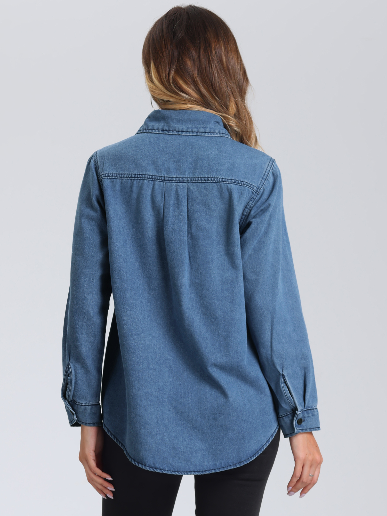 DARING DIVA Women's Trendy Long Sleeve Button Down Washed Denim Jacket XL Light Blue