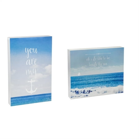 - You Are My Anchor 9x14 and Like To Be Beside The Sea 12x10 Wood Plocks, Set of 2