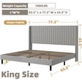 thumbnail image 3 of Frostbloom King Size Linen Fabric Platform Bed Frame with Vertical Channel Tufted Wingback Headboard, Light Gray, 3 of 7