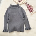 thumbnail image 6 of BLVB Newborn Baby Girls Knit Sweater Ruffle Long Sleeve Mock Neck Ribbed Knit Sweaters Toddler Solid Color Pullover Kid Tops(Gray,5-6Years), 6 of 6