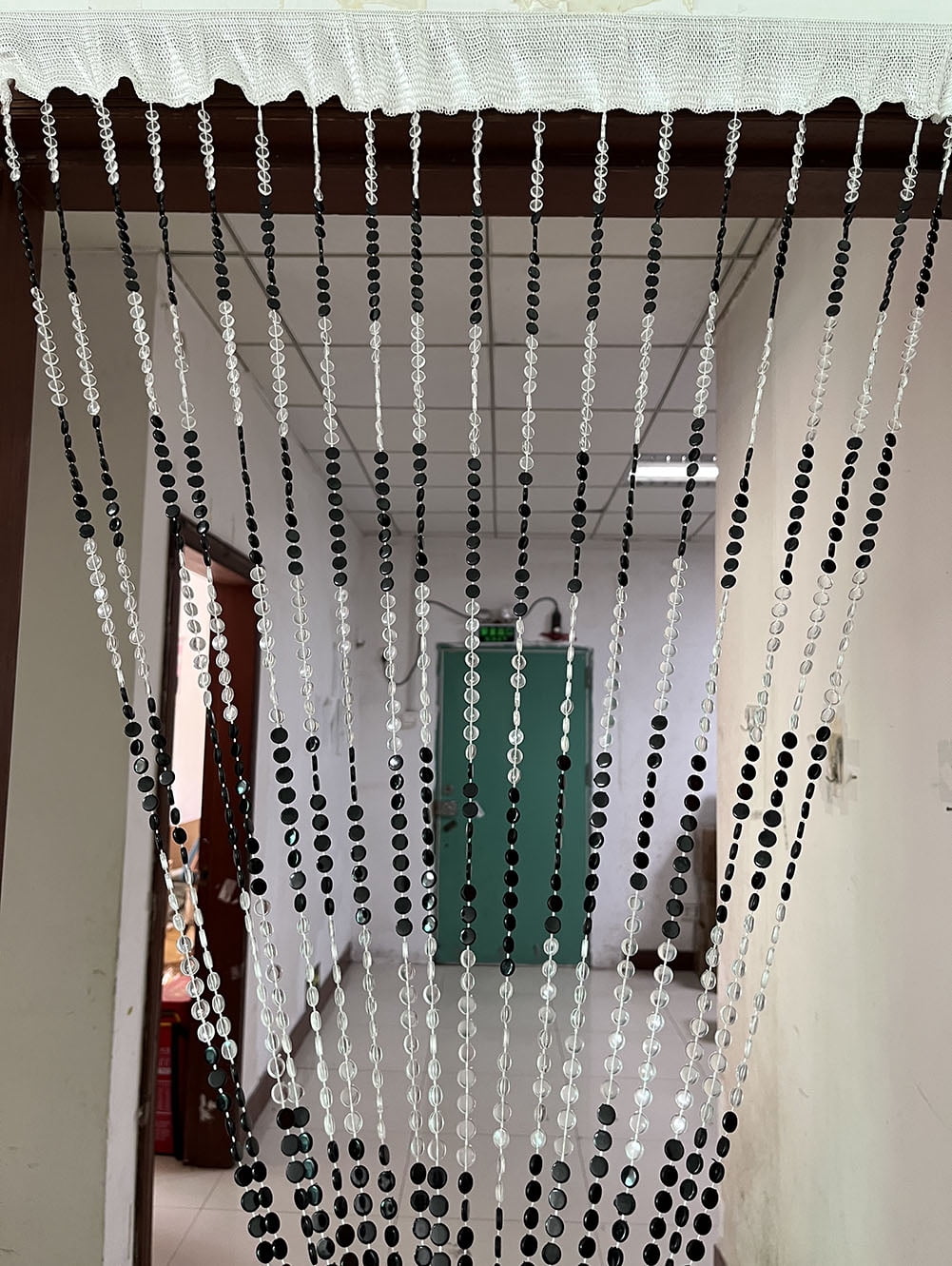 ZiDeTang 100% Acrylic Round Beaded Door Curtain for Doorway Sparkle Boho Hippie Room Divider Decor Fringe Tassel Window Fly Screen ( Black, 39.3" x 76.7")