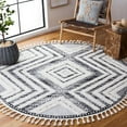 thumbnail image 2 of SAFAVIEH Moroccan Tassel Andreas Diamond Shag Area Rug, Ivory/Grey, 4' x 6', 2 of 10