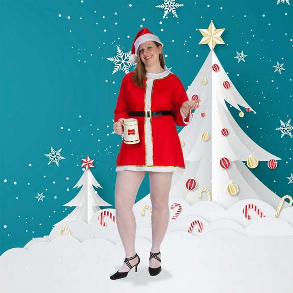 The Costume Center 2 Piece Red and White Mrs. Kringle Dress – Adult Size X Large