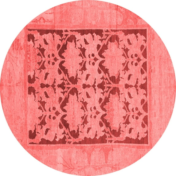 Ahgly Company Indoor Round Oriental Red Traditional Area Rugs, 4' Round