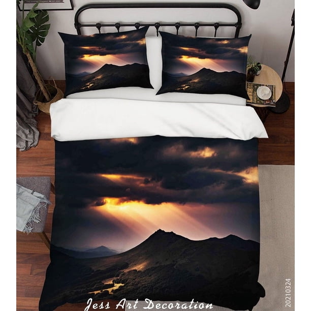 3D Sunset Sky Mountain Quilt Cover Set Ropa de Cama Set Funda Nórdica Fundas de almohada 88