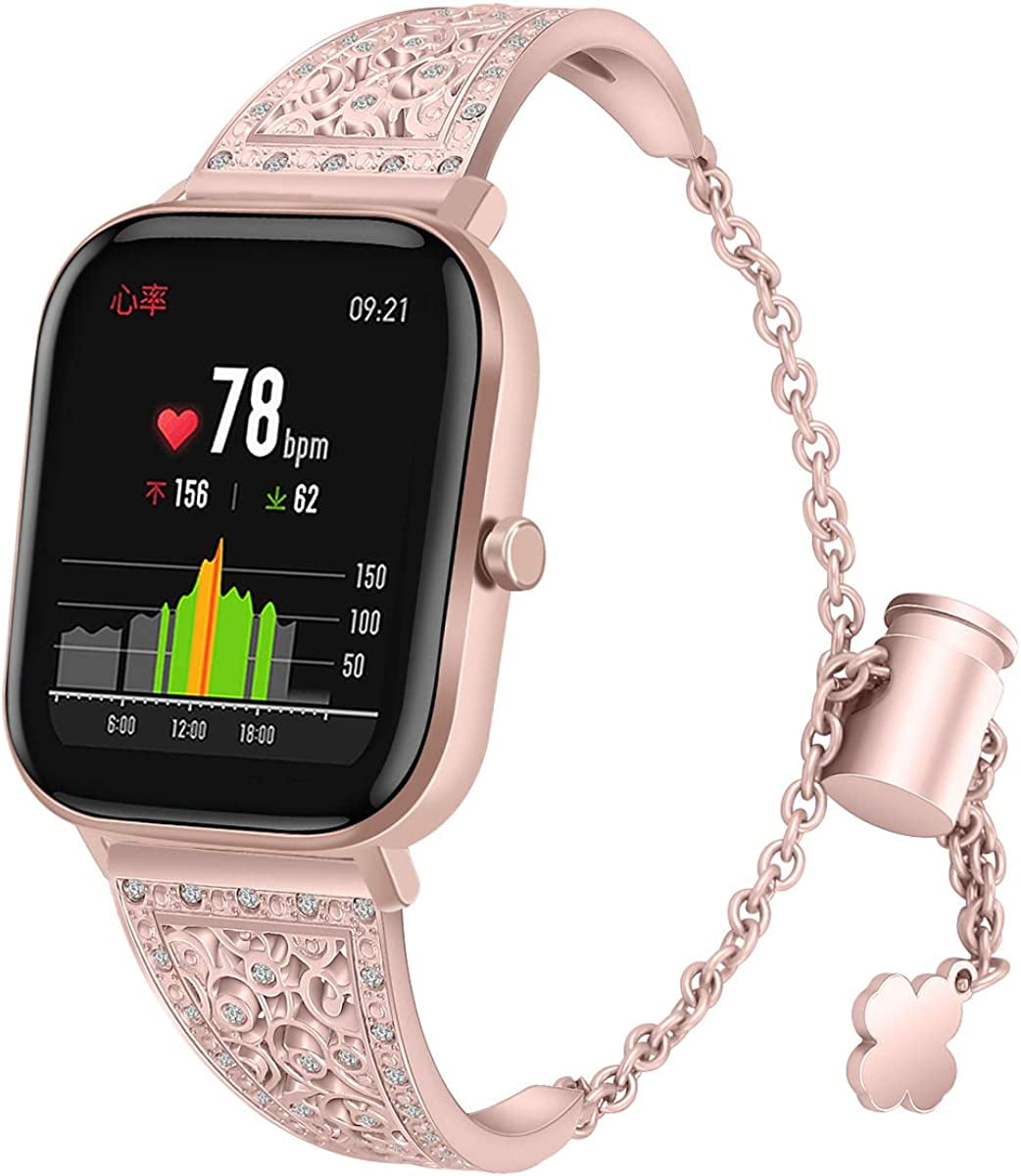 Watch Compatible with Amazfit GTS 3 GTS 2 GTS 2e GTS 2 mini GTR 42mm SmartWatch Bling Metal Strap