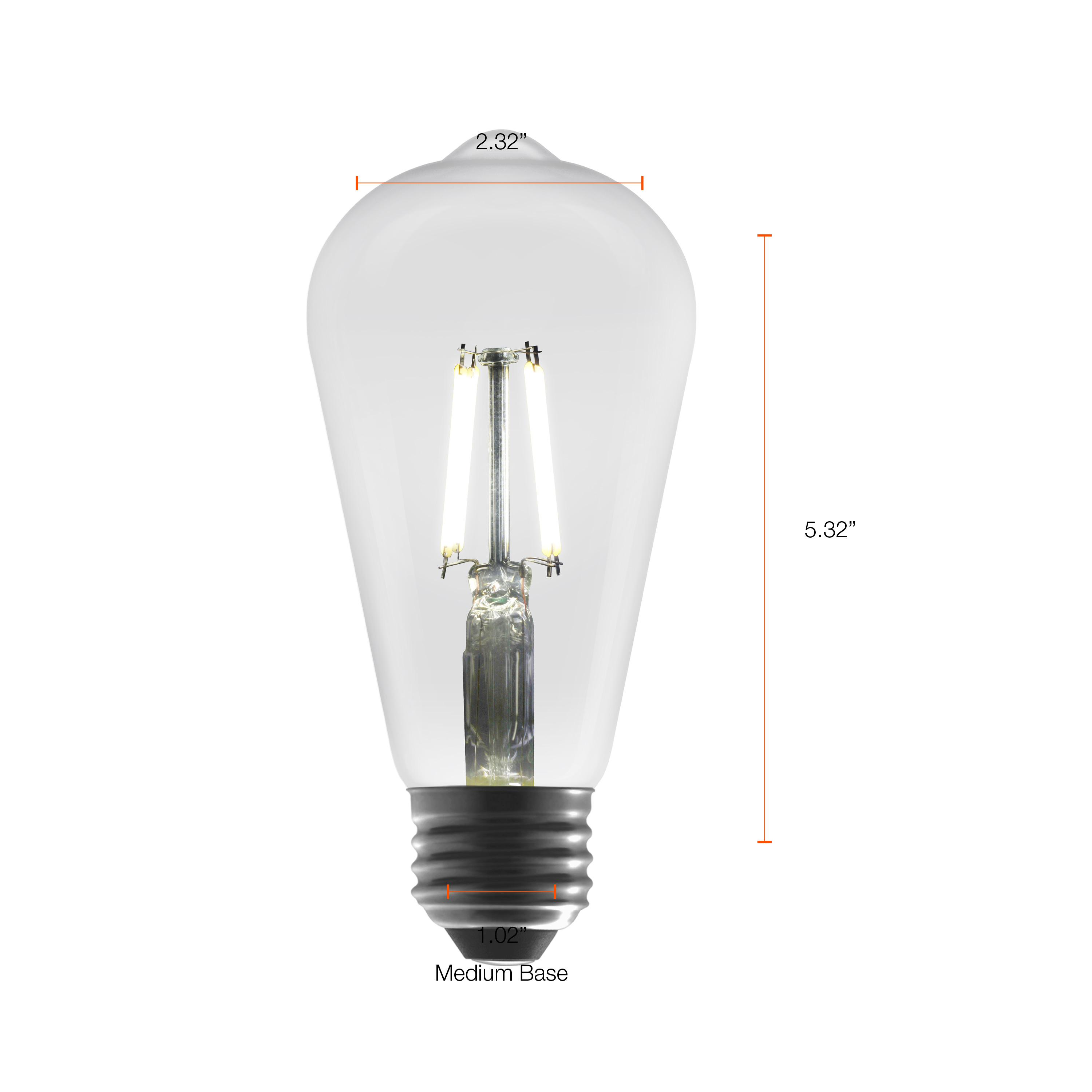 Better Homes & Gardens ST19 Vintage Style LED Light Bulb, 5000K Daylight, Dimmable, E26 Medium Base, 40W Equivalent, 5W, Clear, 8 Pack