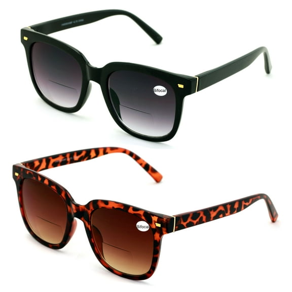 2 Pairs Women Oversized BIFOCAl Sunglasses Reader - Outdoor Reading 100% UV Gradient +3.00