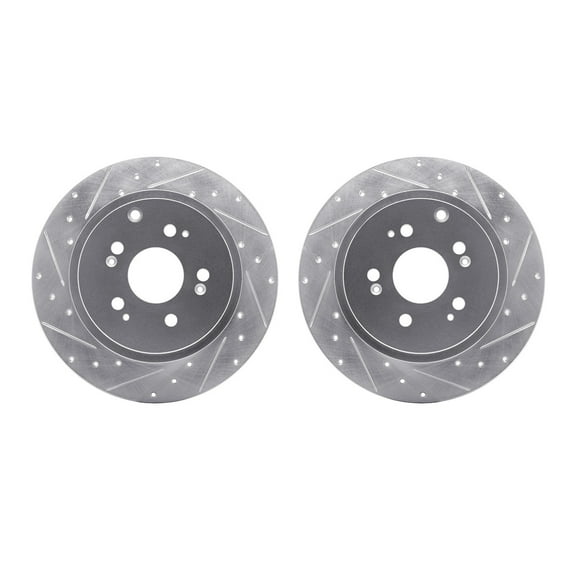 Dynamic Friction Company Rear Brake Rotors-Drilled and Slotted-Silver 7002-59069