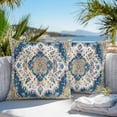 thumbnail image 4 of Boho Tribal Outdoor Pillow Covers Pack of 2 Retro Style Flowers Waterproof Throw Pillow Covers Decorative Cushion Cases for Patio Garden Tent Balcony Couch 16x16 inch, 4 of 8