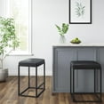 thumbnail image 2 of CLEARANCE! Faux Leather Bar Stools Riley Indoor Black Metal Faux Leather Bar Stools 2PACKS, 2 of 6