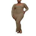 thumbnail image 1 of EIMELI Women‘s Square Neck Long Sleeve Bodycon Maxi Dress Solid Color Casual Long Dress Spring Fall Winter Clothes, 1 of 6