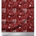 thumbnail image 1 of Soimoi Rouge Popeline de Coton Feuilles & Tissu Imprimé Floral Aster par la Cour 42 Pouces de Large, 1 of 3