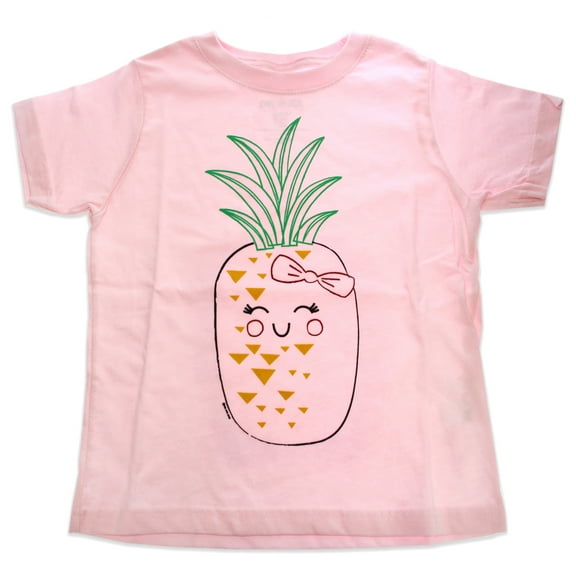DelSol Girls Crew Tee - Blushing Pineapples - Balerina, 1 Pc T-Shirt (3T)