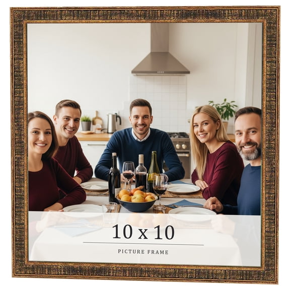 10x10 Frame Gold Kingsley Distressed Solid Wood Picture Frame Width 0.75 Inches | Interior Frame