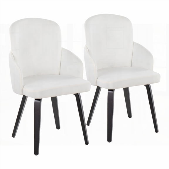 Black Wood & Cream Velvet Dining Chairs Set of 2 by LumiSource with Gold Accent - Contemporary Style