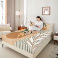 thumbnail image 4 of Homewish Tree Leaves 4pcs Bed Sheets for Boys Girls,Minimalist Geometric Stripes Lines King Sheets,Retro Vintage Aesthetic Super Cozy Sheet Set,Super Cozy Room Decor, 4 of 7