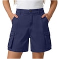 thumbnail image 2 of ZOYOEN Girls Cargo Shorts with Button- Elastic Waist Casual Multiple Pockets Baggy Kids Hiking Shorts Navy Size 12, 2 of 7