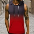 thumbnail image 3 of Agkizg Men's Hooded Tank Top Gradient Color Hawaiian Print Drawstring Pocket Sleeveless Hoodie, 3 of 5