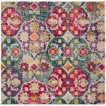 SAFAVIEH Monaco Ralph Geometric Area Rug, Grey/Fuchsia, 6'7" x 6'7" Square