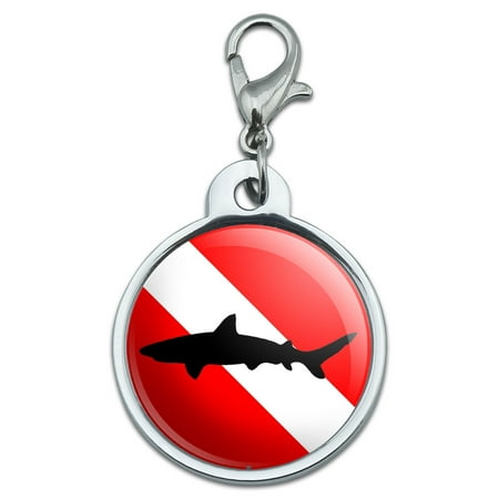 Diving Flag - Scuba Diver Dive - Shark Small Metal ID Pet Dog