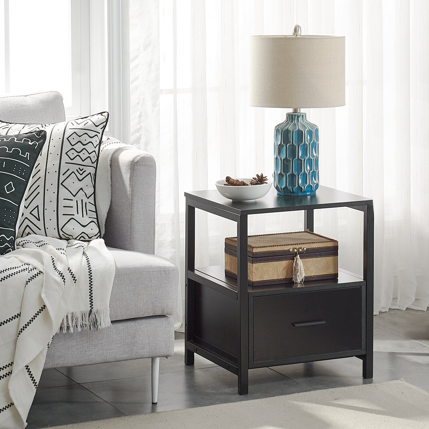 Ludie Block End Table with Storage Warranty Length 1 Year Scratch Resistant Walmart