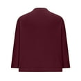 thumbnail image 3 of Womens Fall Oversized Cardigans New Women's Cropped Cardigan 3/4 Sleeve Open Front Basic Knitted Sweater Soft Lightweight Knitted Tops Wine S, 3 of 7