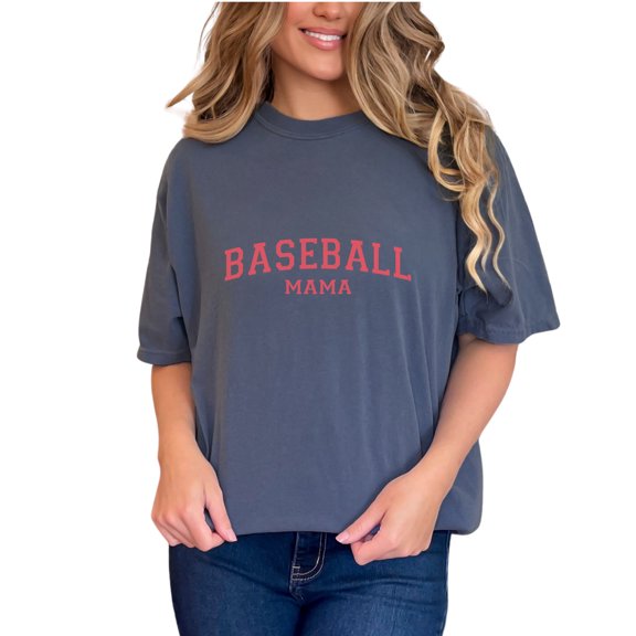 Baseball Mama, Mother's Day, Denim Comfort Colors T-Shirt, Small
