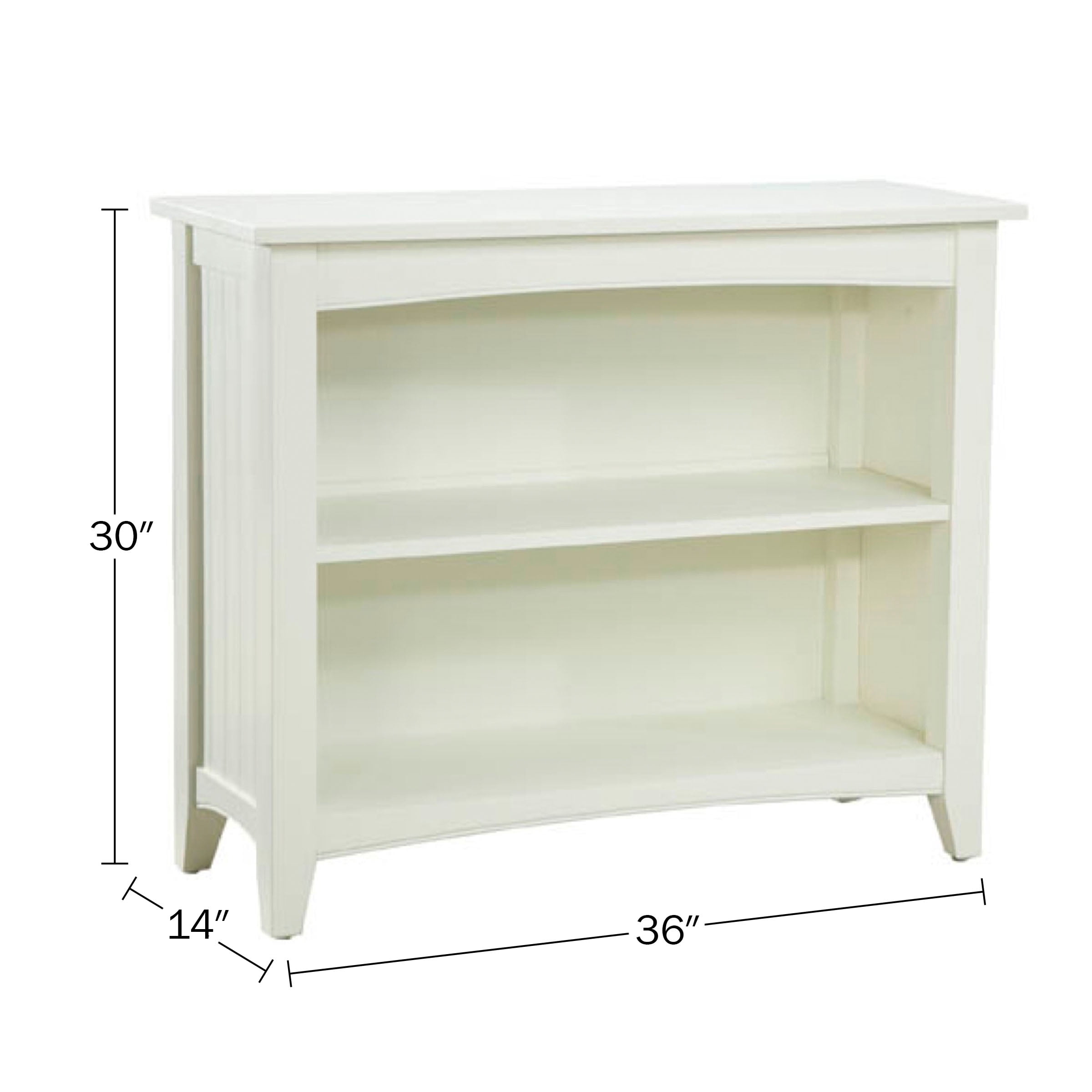 Alaterre Furniture Shaker Cottage Bookcase, Office Storage Organizer with Two Fixed Shelves, Ideal for Home or Office, Ivory