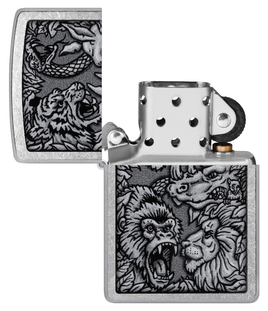 Zippo Jungle Design Street Chrome Pocket Lighter