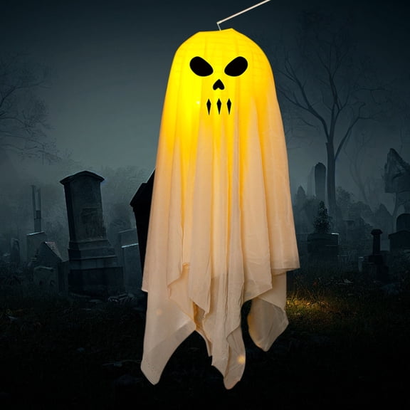 HOZVOMI Halloween Light Up Hanging Ghost Spooky Outside Ghosts Decor for Yard Lawn Porch Warm Outdoor Ghost Glowing Light Halloween Ghosts Outdoor Halloween Door Ghost Decor